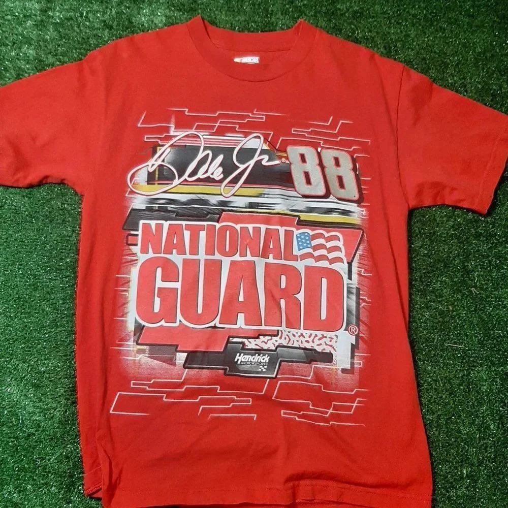 Mens Nascar Shirt Size Medium Dale Earnhardt Jr National Guard Red Vintage